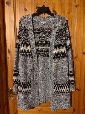 Maurices Grey Patterned Open-Front Women's Cardigan
